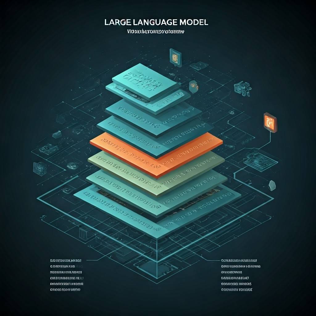 Illustration showing layers of a large language model architecture